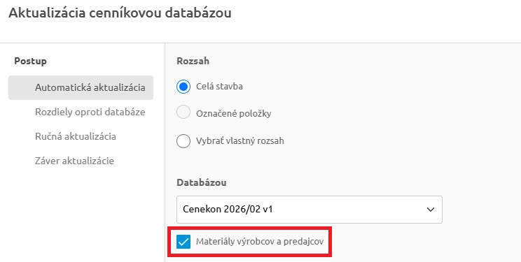 Aktualizácia KROS Stavebný Rozpočet